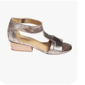 NEW Vaneli Clayx metallic bronze silver leather block heel sandal 7.5
